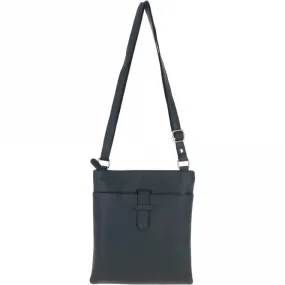 Zip Top Leather Cross Body Bag Navy:  Ela 1498